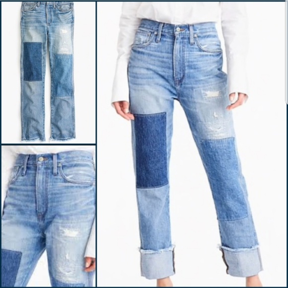 patch work denim jeans